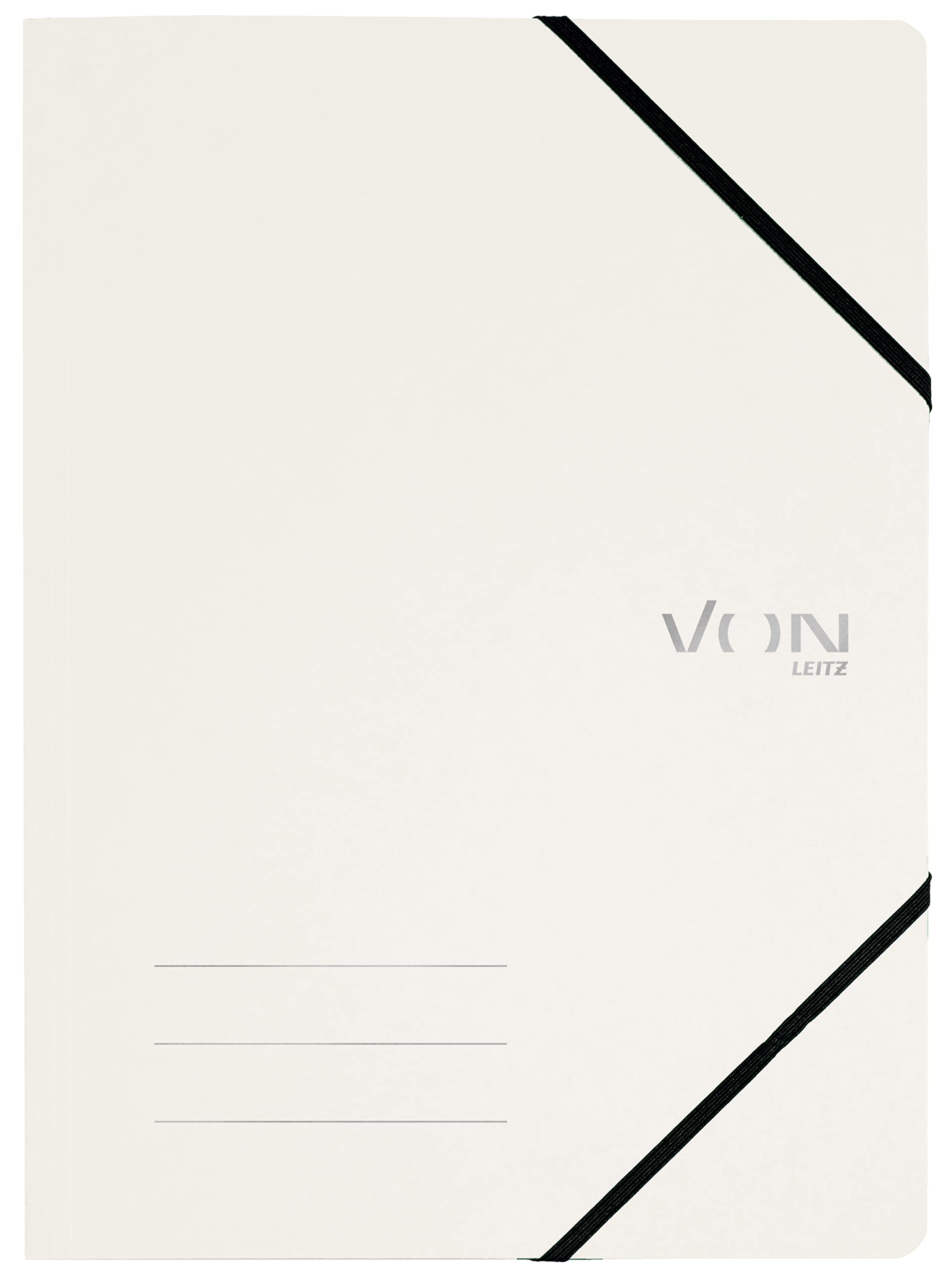 VON Leitz 30110001 Pack of 5 A4 Document Folders with Elastic Closure, Cardboard, for 150 Sheets, from Leitz Leitz, Lightweight Project & Paper Storage, for School, Study & Home, White — image 1