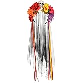 Vividsun Day of The Dead Headband Costume Rose Mexican Flower Headband (B-Fushcia ribbon)