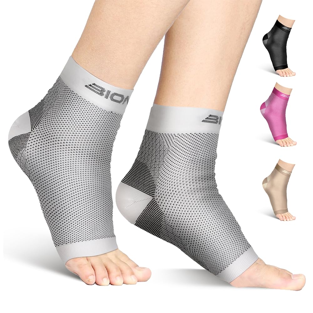 Bionix Plantar Fasciitis Socks - 1 Pair Compression Sleeves for Ankle Arch, Arthritis Pain Relief, Achilles Tendonitis Support, Heel Support Brace for Men and Women- (White, L/XL)