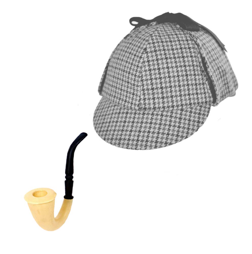 Adult Sherlock Holmes Detective Sleuth Hat With Pipe
