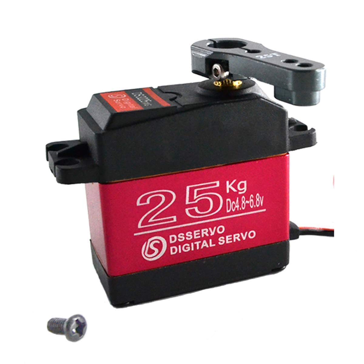 YUNIQUE GREEN-CLEAN-POWER - DS3225 25KG High Torque Servo Motor | Full Metal for Durability | Ideal for Robotics and RC Modeling, Red Black, Plastic