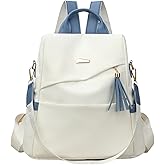 Mini Fashion Backpack for Women, Small Lightweight Nylon Anti-theft Casual Travel Daypack Purse with Water Bottle Pocket (【White/Blue】)
