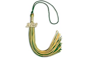 Endea Graduation Mixed Double Color Tassel with Gold Date Drop (Green/Gold, 2023)