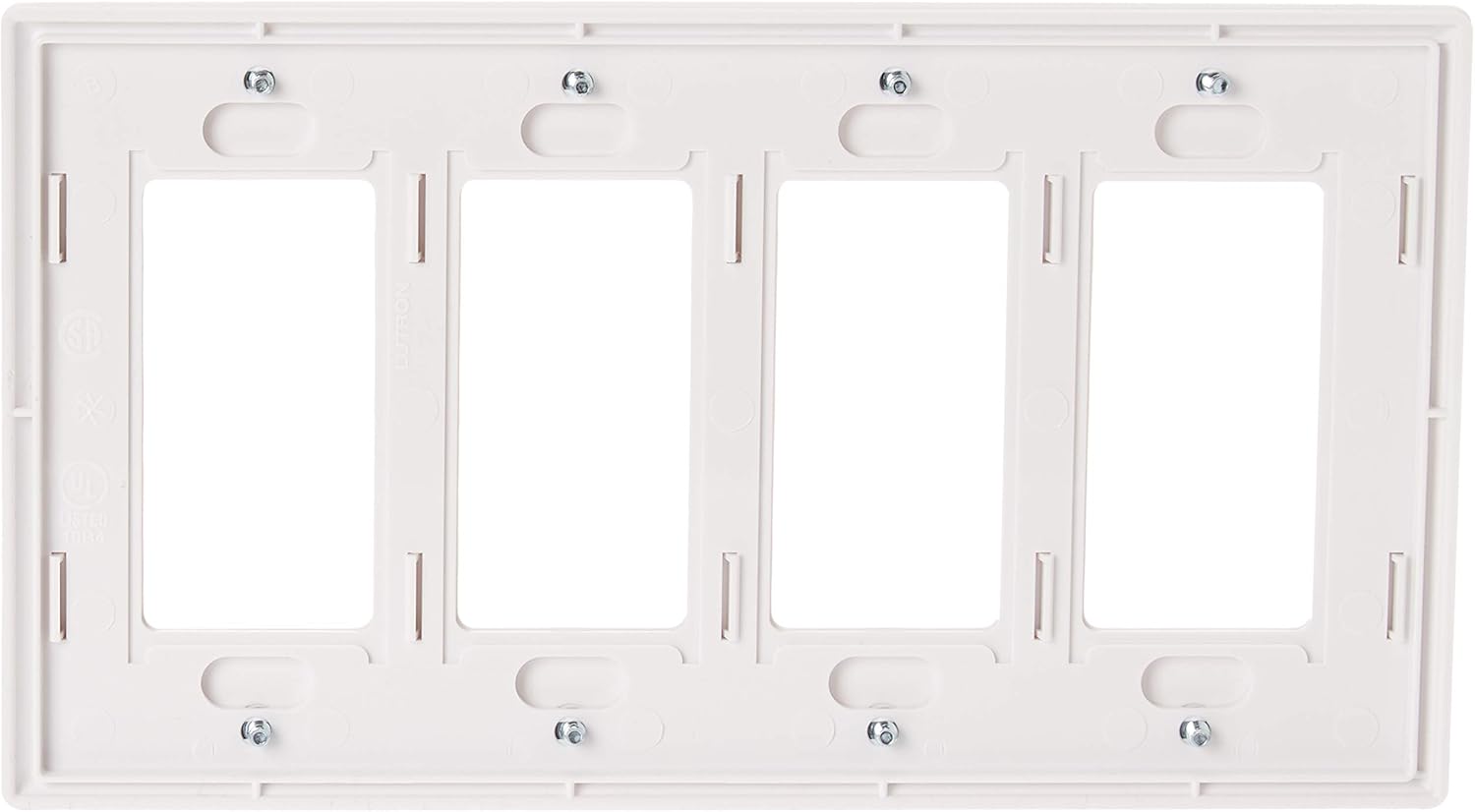 LUTRON CW-4-WH 4-Gang Claro Wall Plate, White - Switch Plates - 
