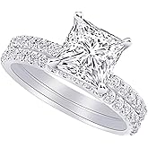 Houston Diamond District 1 to 6 Carat Princess LAB GROWN Diamond and LAB GROWN Diamond Wedding Bridal Set (AAAA Heirloom Quality)