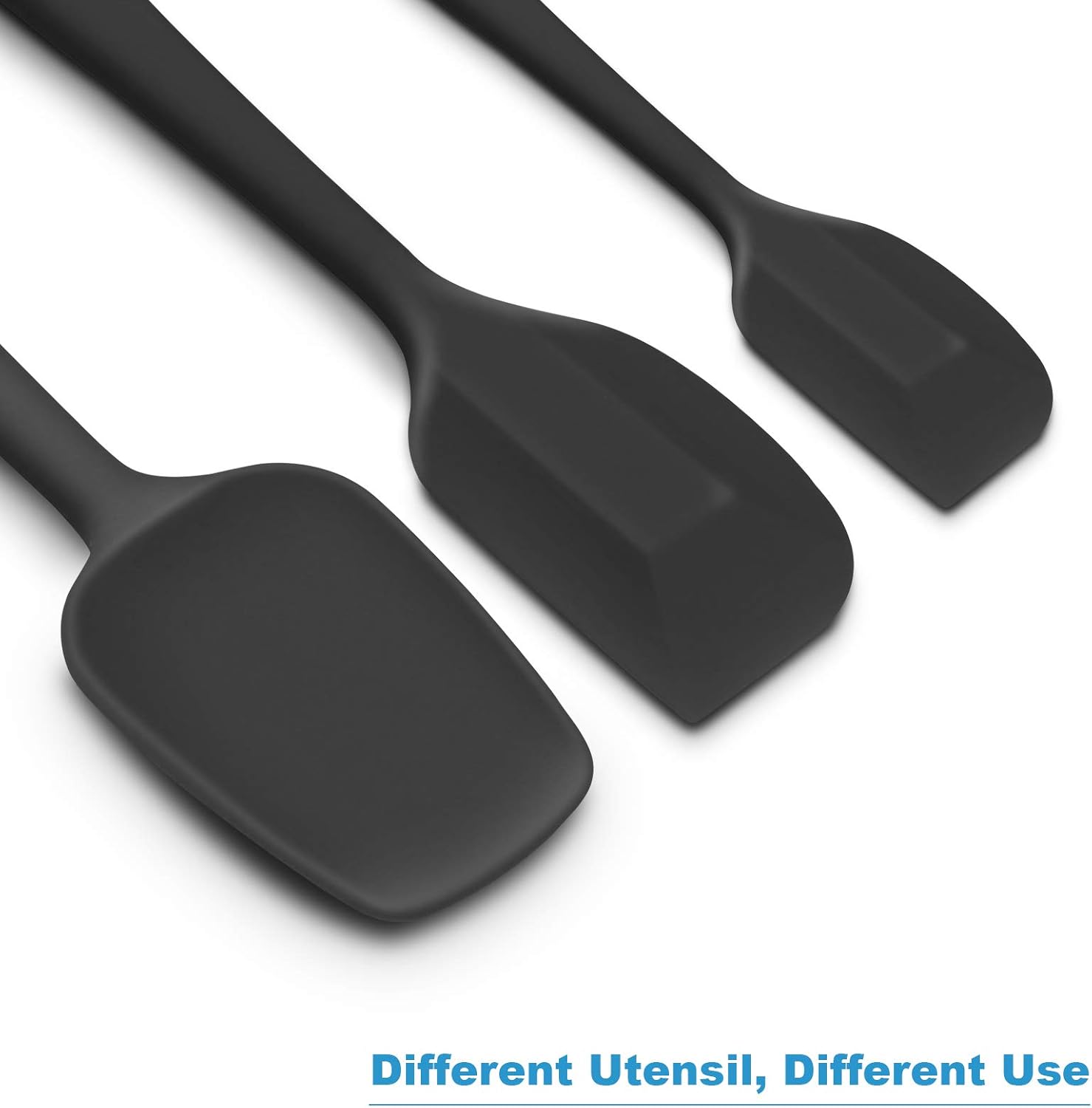 Silicone Spatula 3-piece Set, Ergonomic Handle High Heat-Resistant Spatulas, Non-stick Rubber Spatulas with Stainless Steel Core, Black: Kitchen & Dining