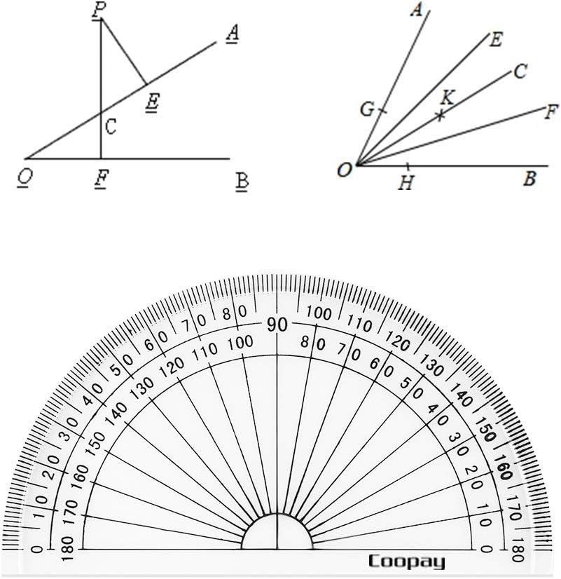 Coopay 24 Pack Plastic Protractors Clear Protractor Student Math Protractor Set 180 Degrees for Angle Measurement, 4 Inches : Office Products
