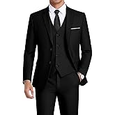 WEEN CHARM Men's 3-Piece Slim Fit Suit Set-2-Button Blazer,Vest & Pants-Formal Wedding,Prom,Party & Business Tuxedo