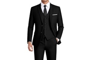 WEEN CHARM Men's 3-Piece Slim Fit Suit Set-2-Button Blazer,Vest & Pants-Formal Wedding,Prom,Party & Business Tuxedo