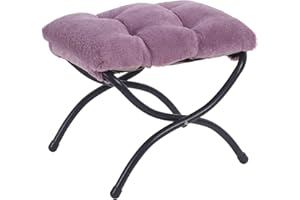 LITA Folding Upholstered Footrest Stool, Modern Small Portable Accent Ottoman with Detachable Thick Cotton Cushion Padded Sof