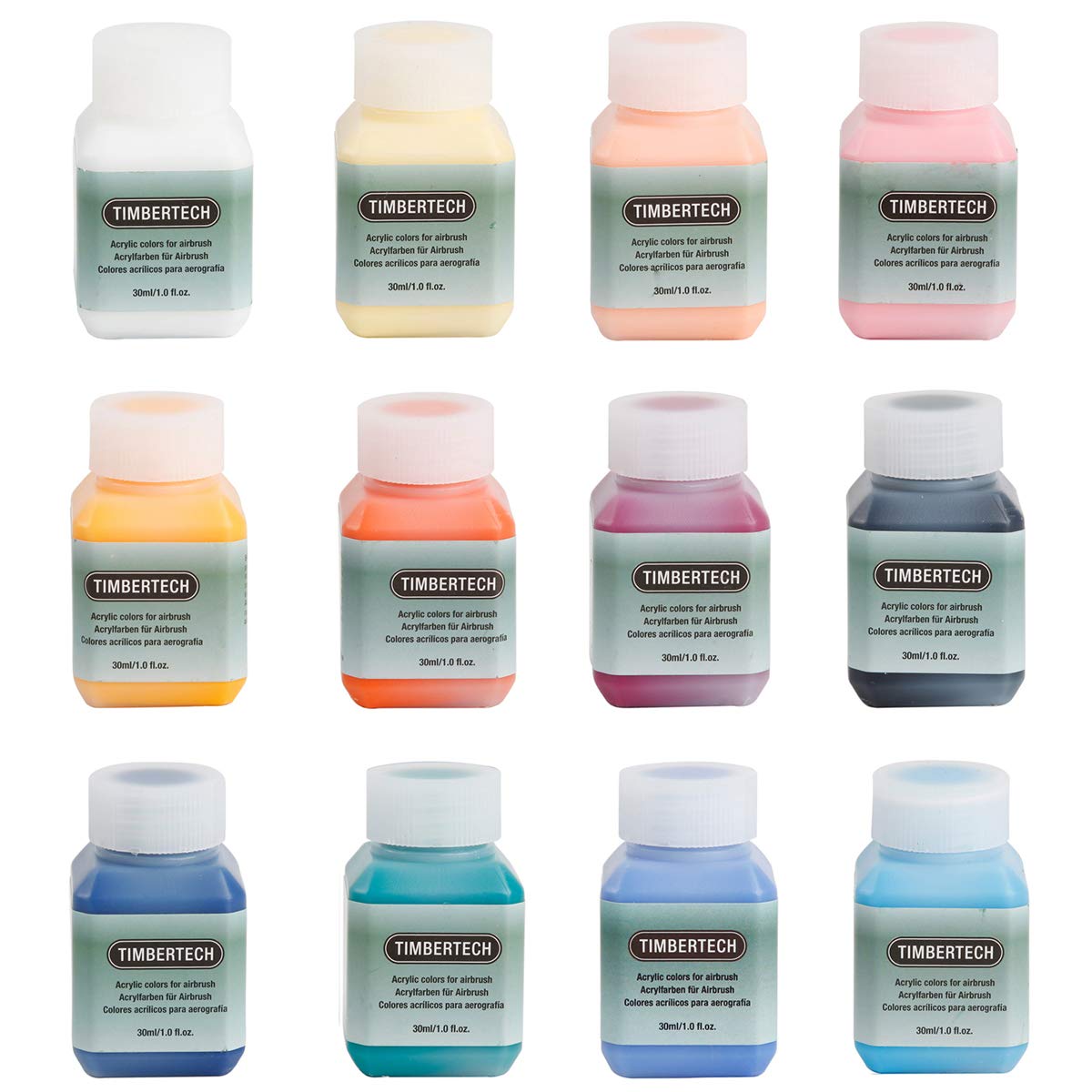 TIMBERTECH Acrylic Paints-Ⅱ 12 * 30ml Airbrush Paints Model Paint Air-Based Paint Set