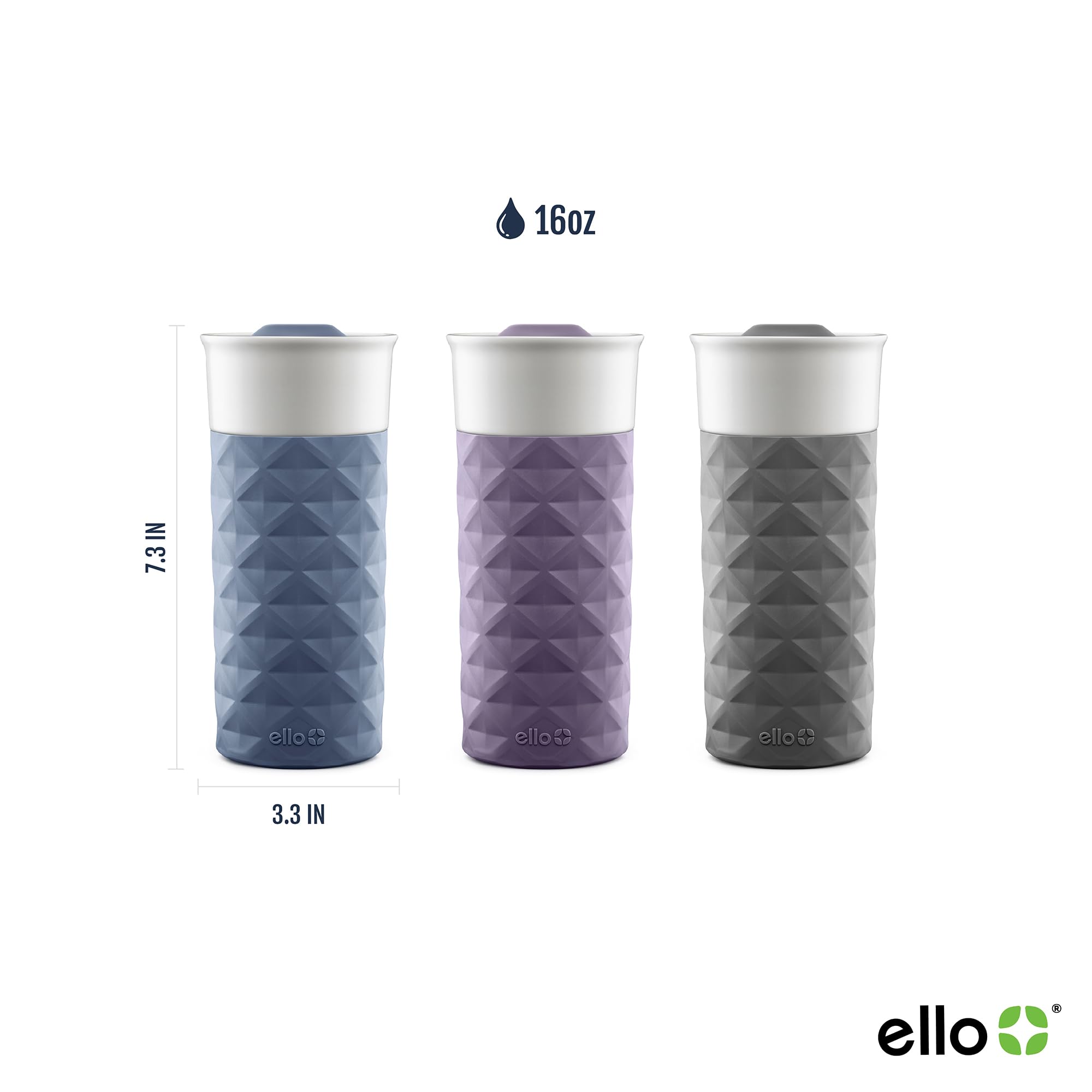 Ello Ogden BPA-Free Ceramic Travel Mug with Lid, Evening Blue, 16 oz
