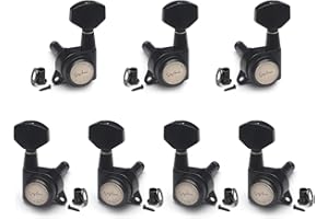 SAPHUE Guitar Locking Tuners 4R3L 1:18 Lock String Tuning Key Pegs Machine Head with Hexagonal Handle Replacement for Electric Folk or Acoustic Guitars (Black)