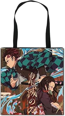 Amazon 人気アニメ 漫画 鬼滅の刃 灶门 祢豆子 灶门 炭治郎 トートバッグ キャンバス 斜めがけ カジュアルバッグ キャンバストート 帆布 ショルダーバッグ レディース ハンドバッグ バッグ Lfashion ハンドバッグ