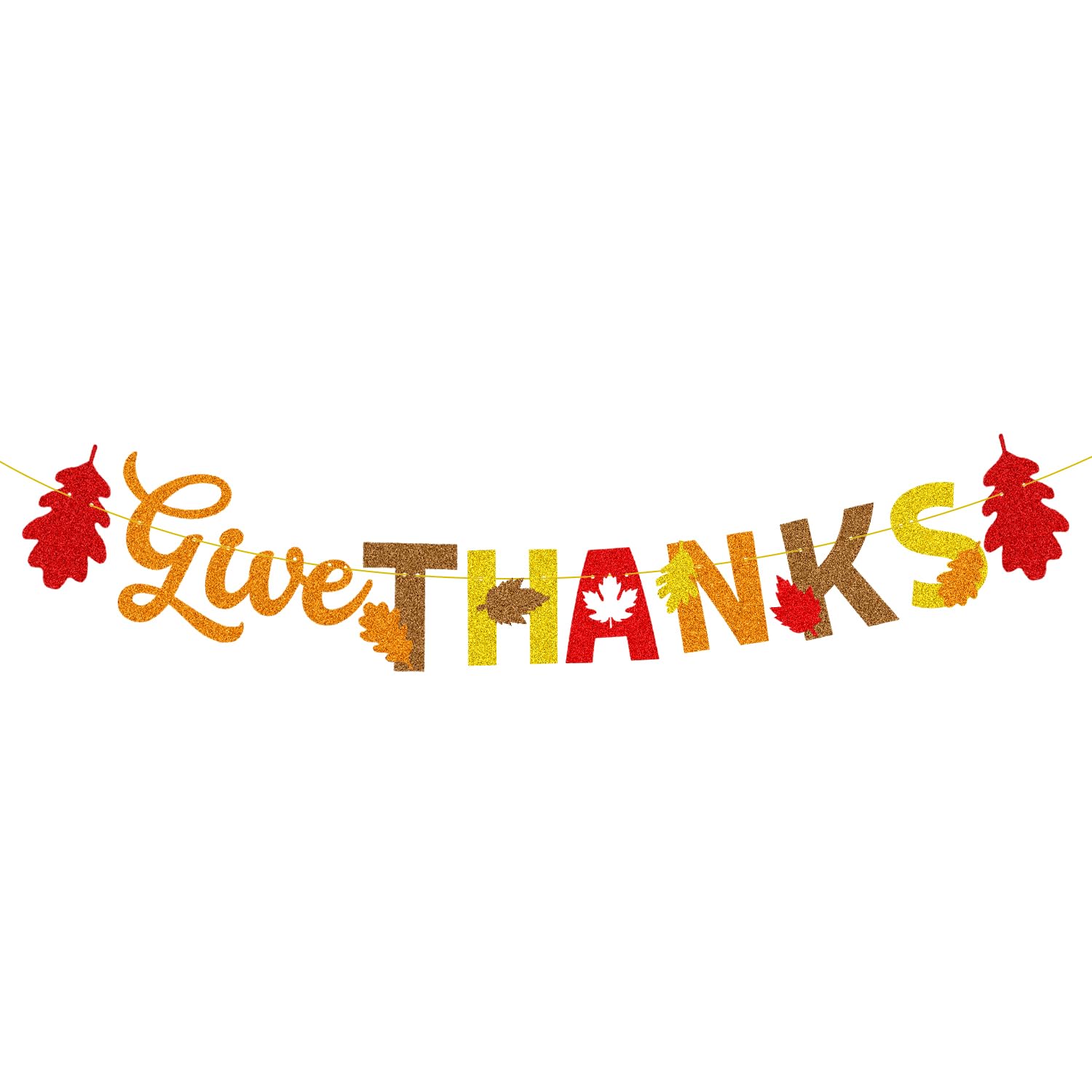 Give Thanks Banner, Thanksgiving Day Garland Hanging Banner with Maple leaves Signs Thanksgiving Party Decorations for Fall Autumn Harvest Festival Mantle Fireplace Home Decor A7SFGXLQ