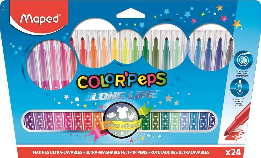 MAPED Color PEPS 24x Felt Tip Colouring Pens with Medium Tips