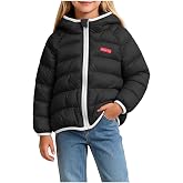 nhApmj Girls Winter Coat Kids Lightweight Warm Hooded Puffer Quilted Jacket | Fall Fashion Youth Cute Preppy Solid Full Zip Windproof Long Sleeve Padded Down Jackets with Pockets