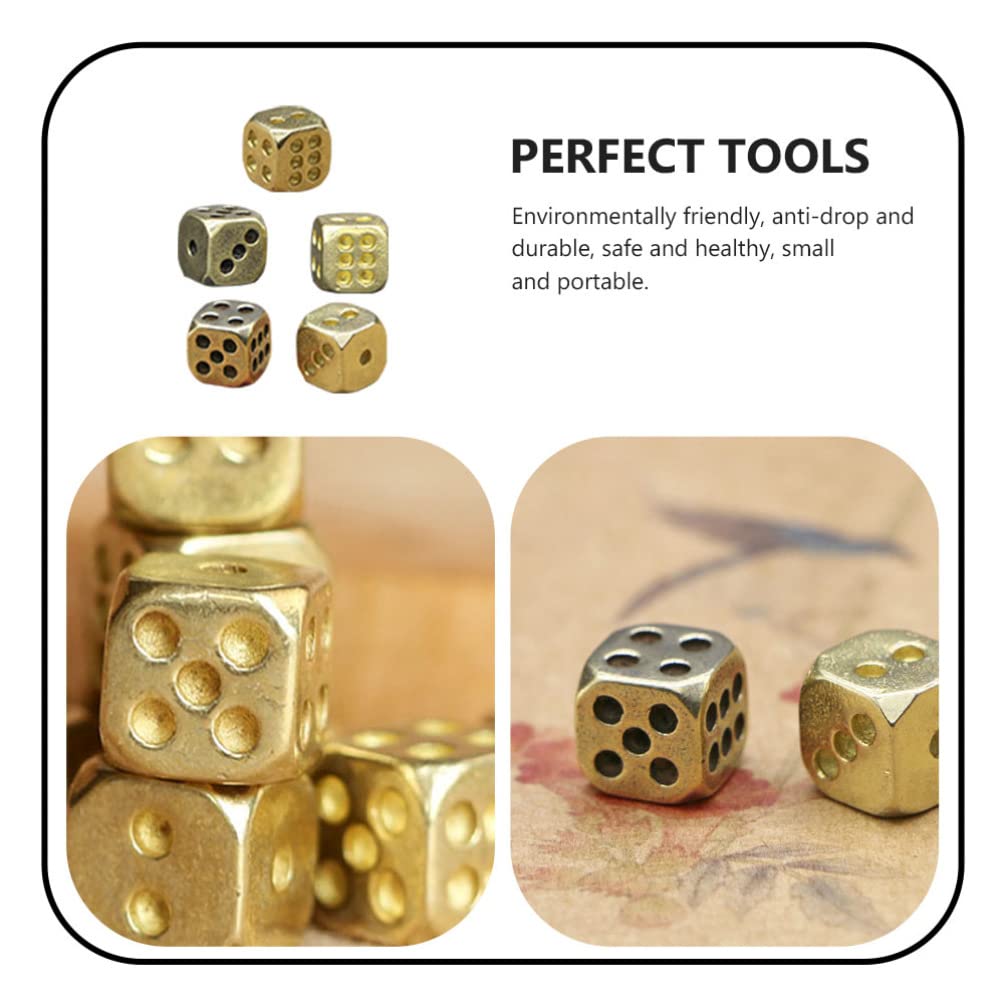 5Pcs Pure Copper dice Fancy 6 Sided dice Brass dice Unique 6 Sided dice Simple Small dicesdnd Stuff Board Game Antique dice Retro dice dice Silver dice d6 Vintage Accessories