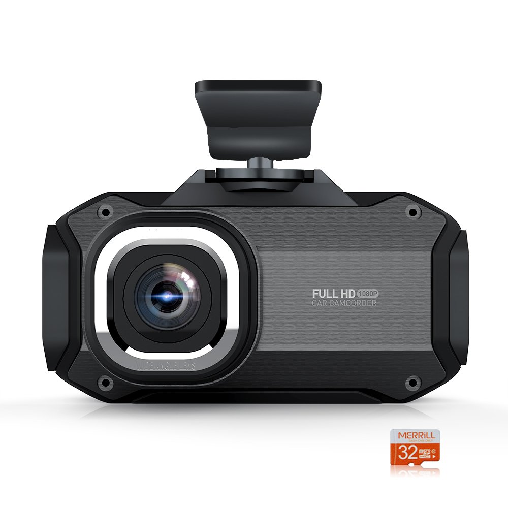 MERRiLL Dash Cam for Car 150° Wide Angle 12 Megapixel 1080P 2.7 inch with Parking Monitor, Night Vision, Loop Recording, G-sensor, 32G SD Card
