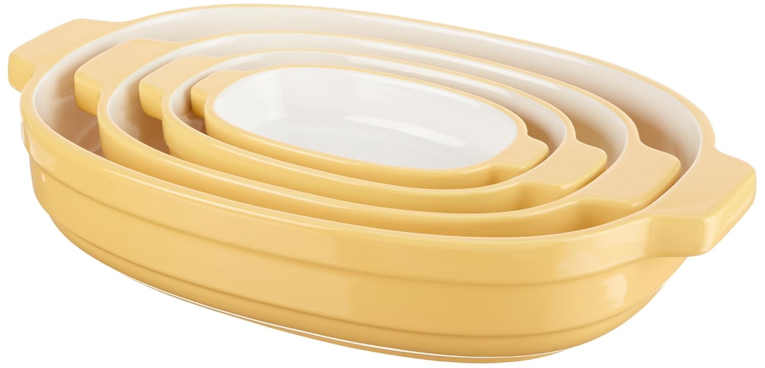KitchenAid KBLR04NSBF Nesting Ceramic 4-Piece Bakeware Set - Butter Cup