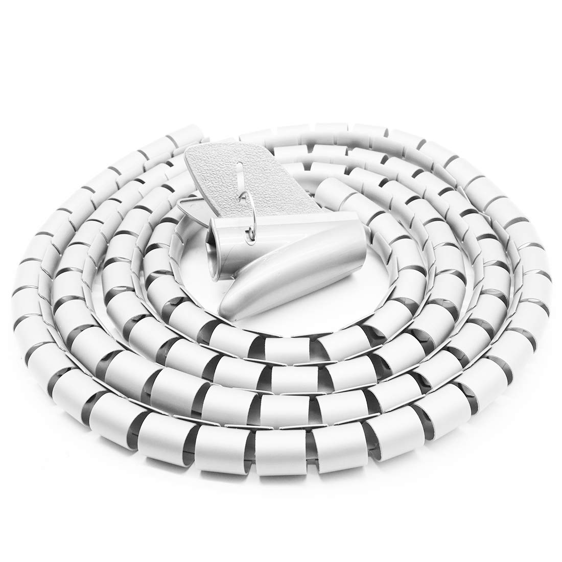 Derbway Cable Tidy Tube 2M, Spiral Binding Wrapping Wire Tube, Wire Wrap Wire Organizer for TV and Computer Cable at Home or Office (White)