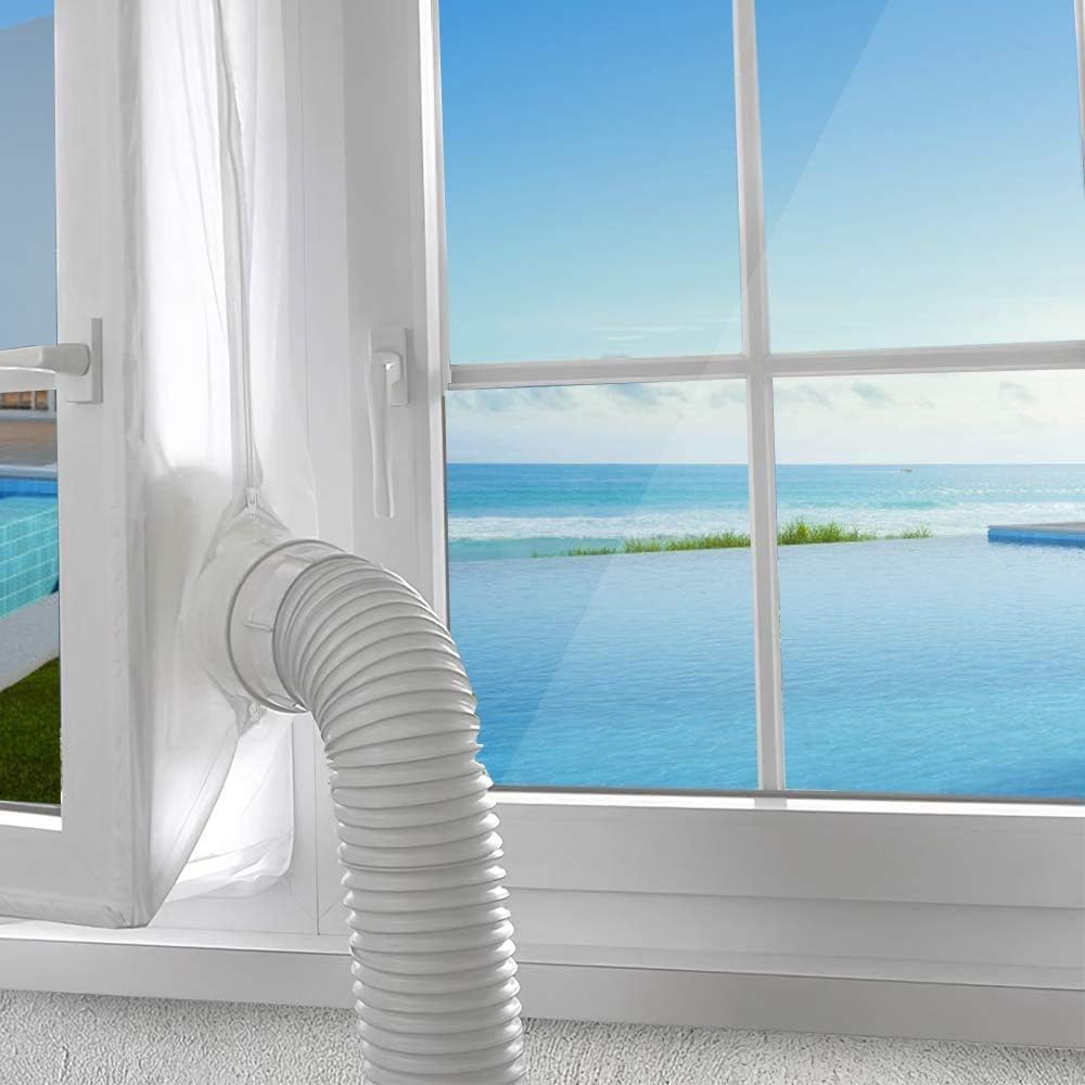 AGPTEK 300CM Window Seal for Portable Air Conditioner and Tumble Dryer, Air Exchange Guards With Zip & Hook Tape, Works with Every Mobile Air-Conditioning Unit