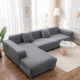 Teynewer 1-Piece Stretch Sofa Cover 4-Seater Grey Non-Slip Elastic Slipcover view 7