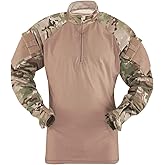Tru-Spec T.R.U. 1/4 Zip Combat Shirt, Men's Tactical Long Sleeves - 65/35 Polyester Cotton Rip-Stop Fabric