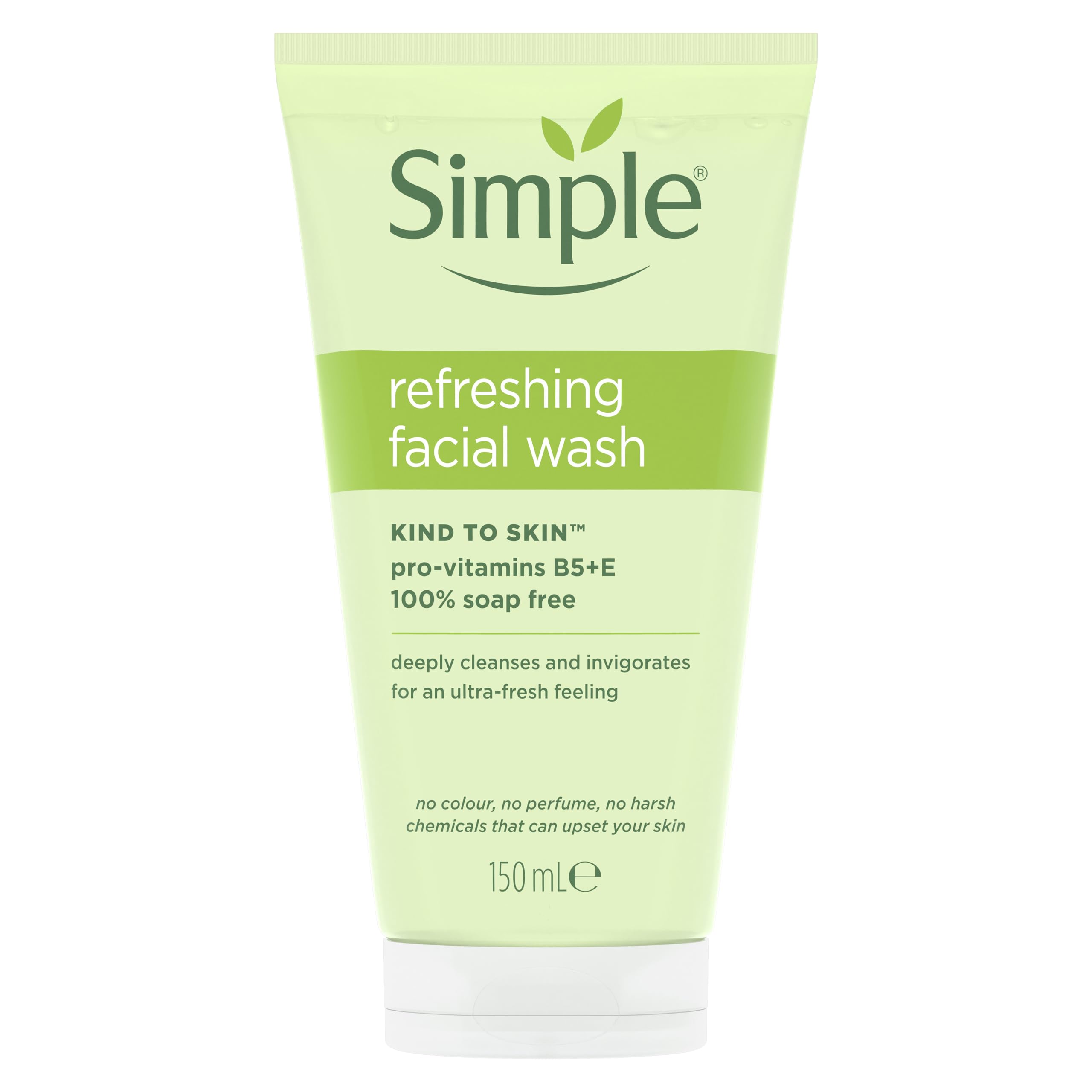 Simple Kind to Skin Refreshing Facial Wash Gel (6 x 150ml) - Soap Free Sensitive Skin Face Cleanser Multipack with Vitamin E & B5, Fragrance Free Gentle Foaming Skin Wash