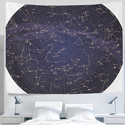 ALAZA Universe Galaxy Nebula Space 12 Constellation Zodiac Sings Tapestry Wall Hanging Light-weight Polyester Fabric Cottage Dorm Wall Art Home Decoration Blue Z186