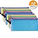 Hestya 10 Pieces Zipper File Pouch Grid Document Bag Multipurpose Storage Pouch Bags for Offices Supplies Travel Accessories, 5 Colors