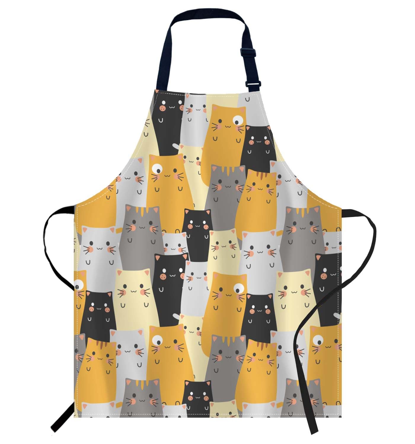 Smooffly Cute Cat Cartoons Apron, Cooking and Baking Apron for Men and Women, BBQ & Catering Bib — image 1