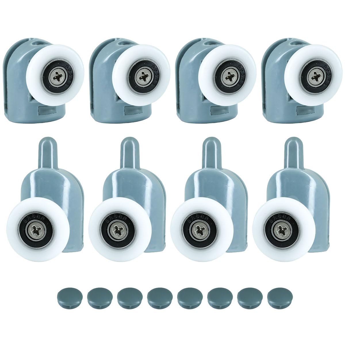 ciciment 8pcs Shower Door Rollers,Single Wheels, 4 Top & 4 Bottom Shower Door Runners for Sliding Shower Doors, Replacement Parts for Shower Enclosures & Cabins Bathroom DIY (25mm)