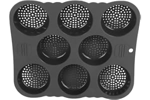 ZASCHMOY Hamburger Bun Mold - Silicone 8 Cavity Easy Release, Heat Resistant Hamburger Bread Bakery Pan for Perfect Buns, Ide