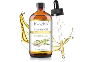EUQEE Citronella Essential Oil 118ml Citronella Oil with Glass Dropper, Great for Diffusers, Skin Body Hair Care, Massage, So