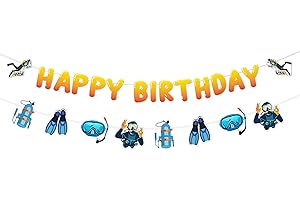 Felivid Diving Birthday Party Decorations Set, Happy Birthday Banner Diving Garland, Scuba Swimming Theme Décor for Birthday 