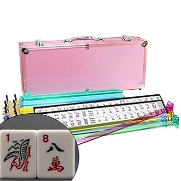 4 Pushers + Brand New Complete American Mahjong Set in PINK Case, 166 Tiles (mah Jong Mah Jongg Mahj
