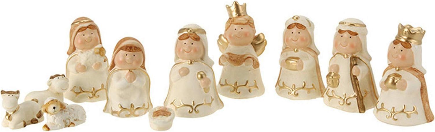 Nativity Xmas Best Gift 11 Piece Cute Xmas Modern Ceramic Cream Christmas Figurine Display Set Present