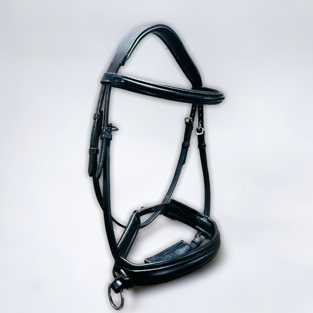 Softly Padded Leather Bitless Bridle with Anti-Slip Reins for Well Trained Horses (Black, Cob)