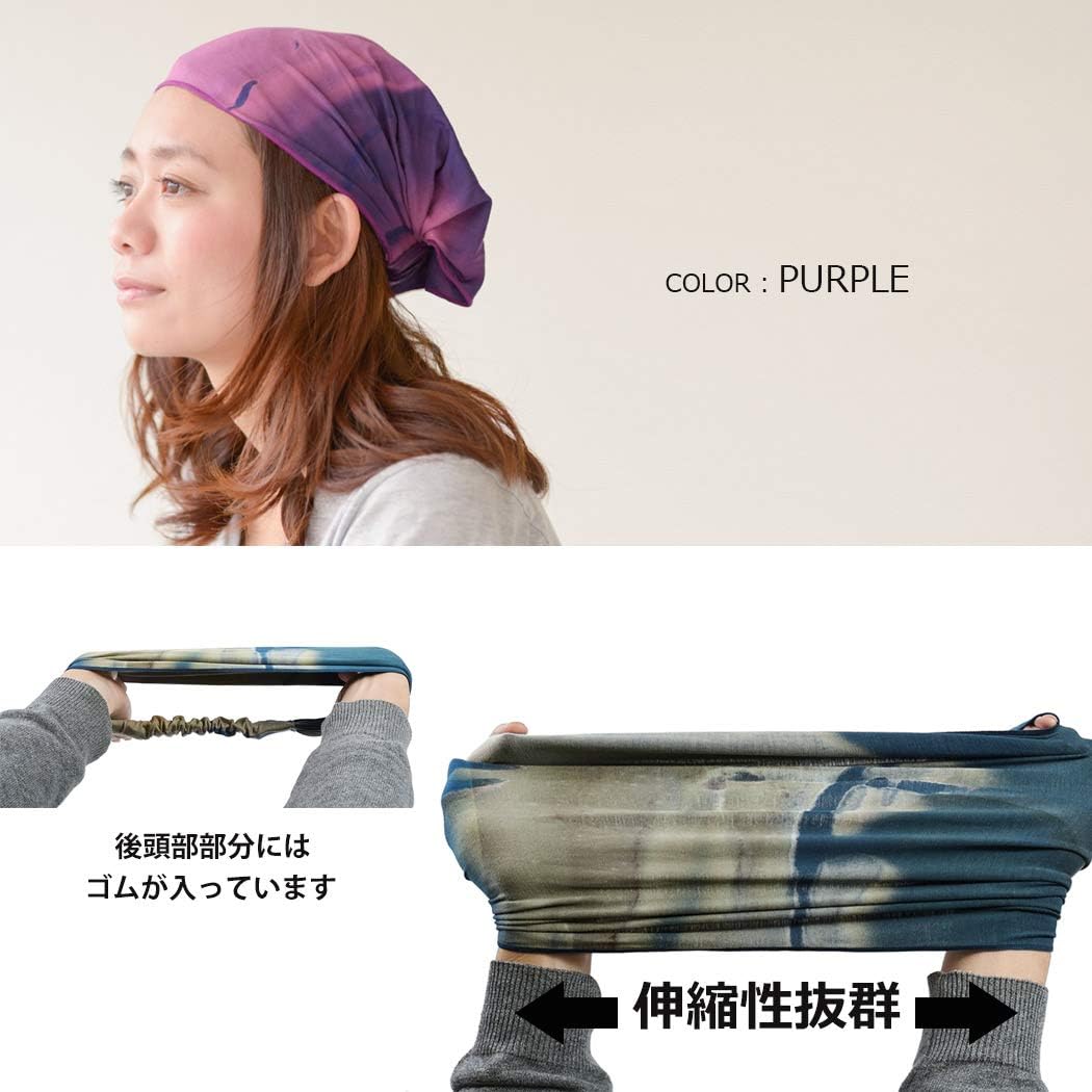 Casualbox Women HeadBand Bandana Band Hand Dyed Japanese Hair Marble Black(Size: One Size) - Image 5