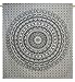 Marubhumi Indian Elephant Mandala Indian Traditional Hippie Cotton Tapestry, Black and White, 85 x 90 Inches