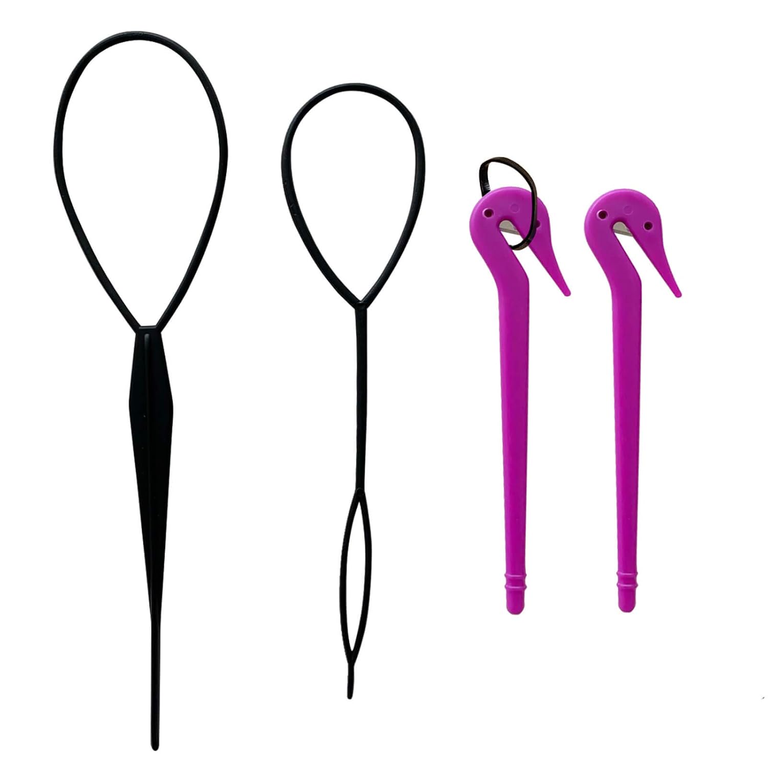 Gexolenu 2 pcs Hair Rubber Bands Remover Cutter, 2 pcs Topsy Hair Tail Tool, Hair Braid Accessories Ponytail Maker, French Braid Tool Loop for Hair Styling : Beauty