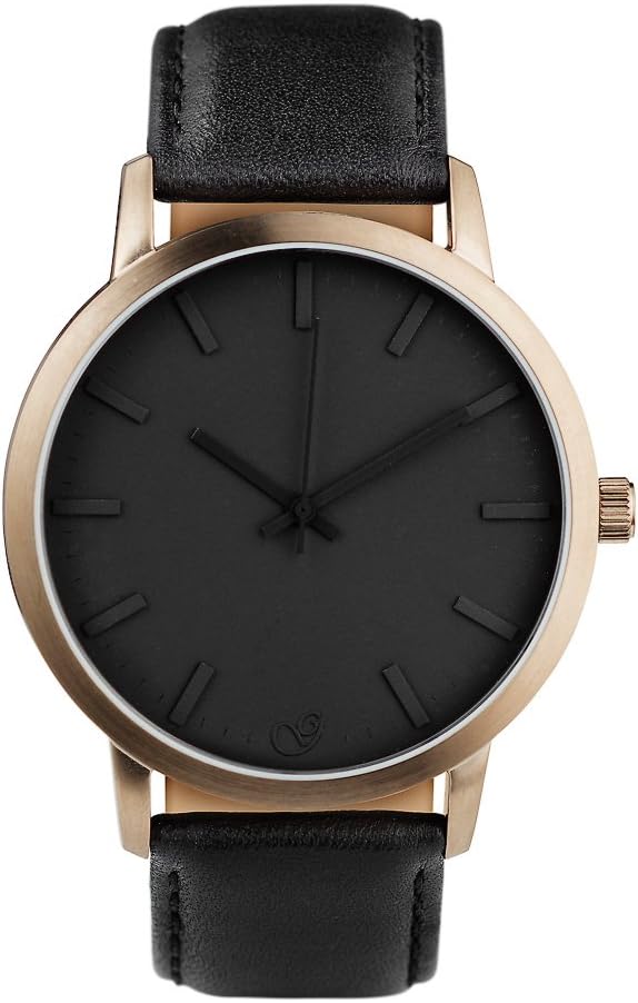GAXS James V - Men's All Black Leather Analog Quartz Watch