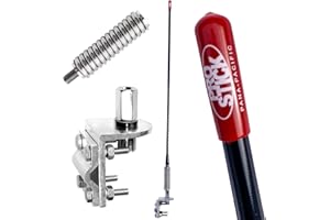 AVD Prostick Fiberglass CB Antenna with Single Groove Mirror Mount & Stainless Steel Spring - 1000 Watt Durable Radio Antenna, Studs, Heavy Duty Springs – 2 Foot Antenna in Black Color