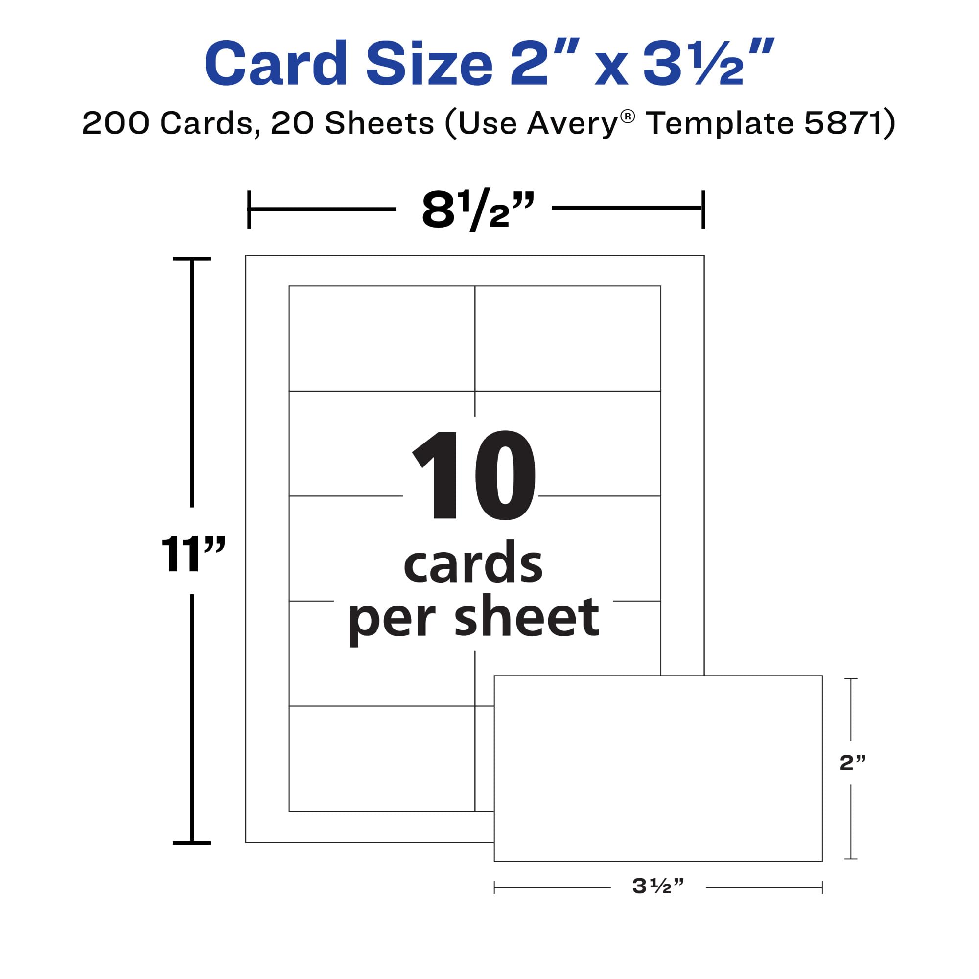 Avery Clean Edge Printable Business Cards with Sure Feed Technology, 2" x 3.5", White, 200 Blank Cards for Laser Printers (5871)