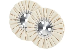 QZATTCAEN 8" White Airway Buffing Wheel,5/8'' Arbor Hole,16 Plys/Fine Polishing for Angle Grinder,2PCS