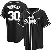 Tocament The Sandlot Baseball Jersey,Benny 'The Jet' Rodriguez #30 Button Down Short Sleeve,90s Classic Men Legend Jerseys