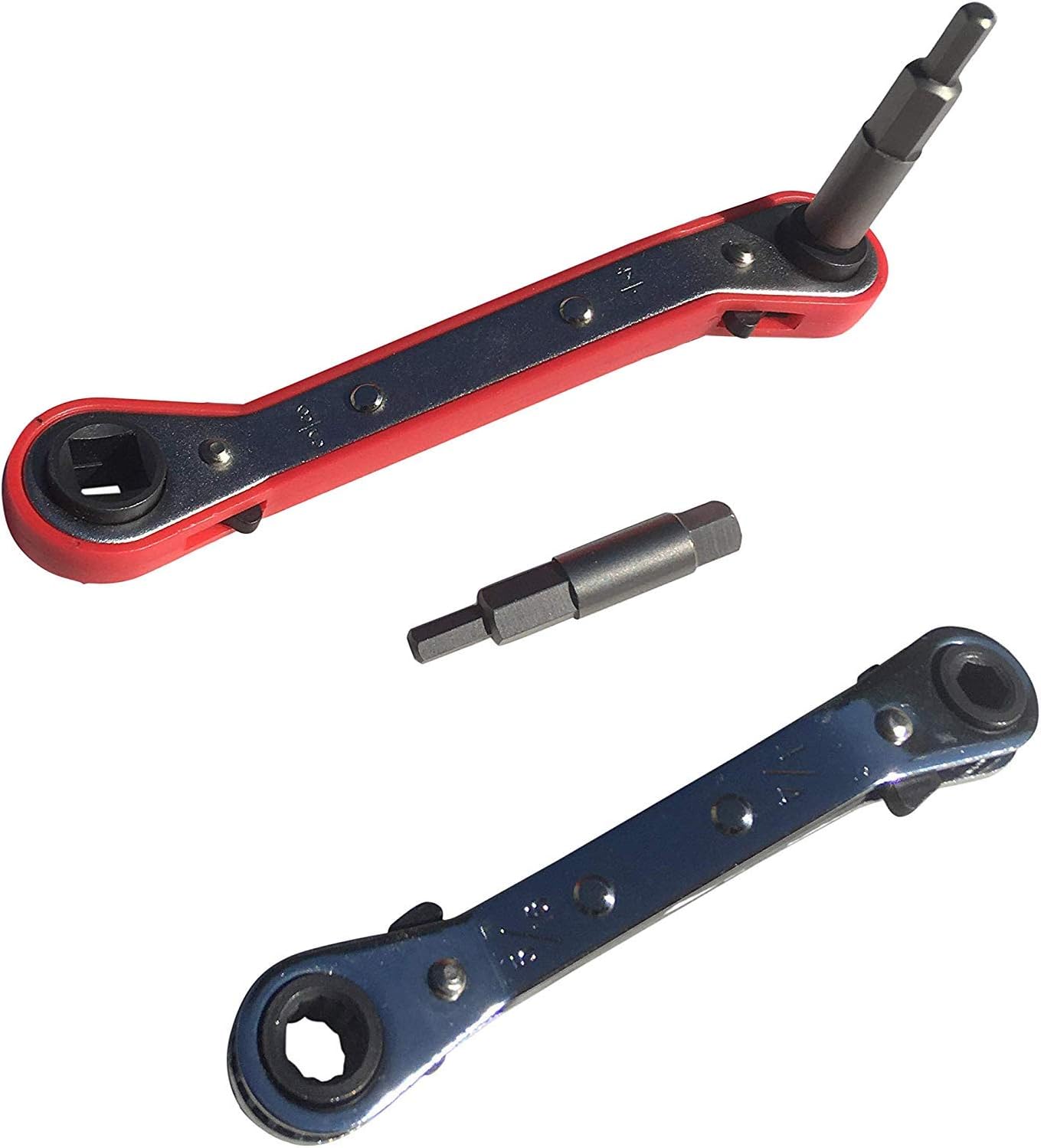 Refrigeration Tool Set - Service Wrench - 5/16 x 1/4 Ratchet Box End - Air Conditioning Valve Hex Tool (2)