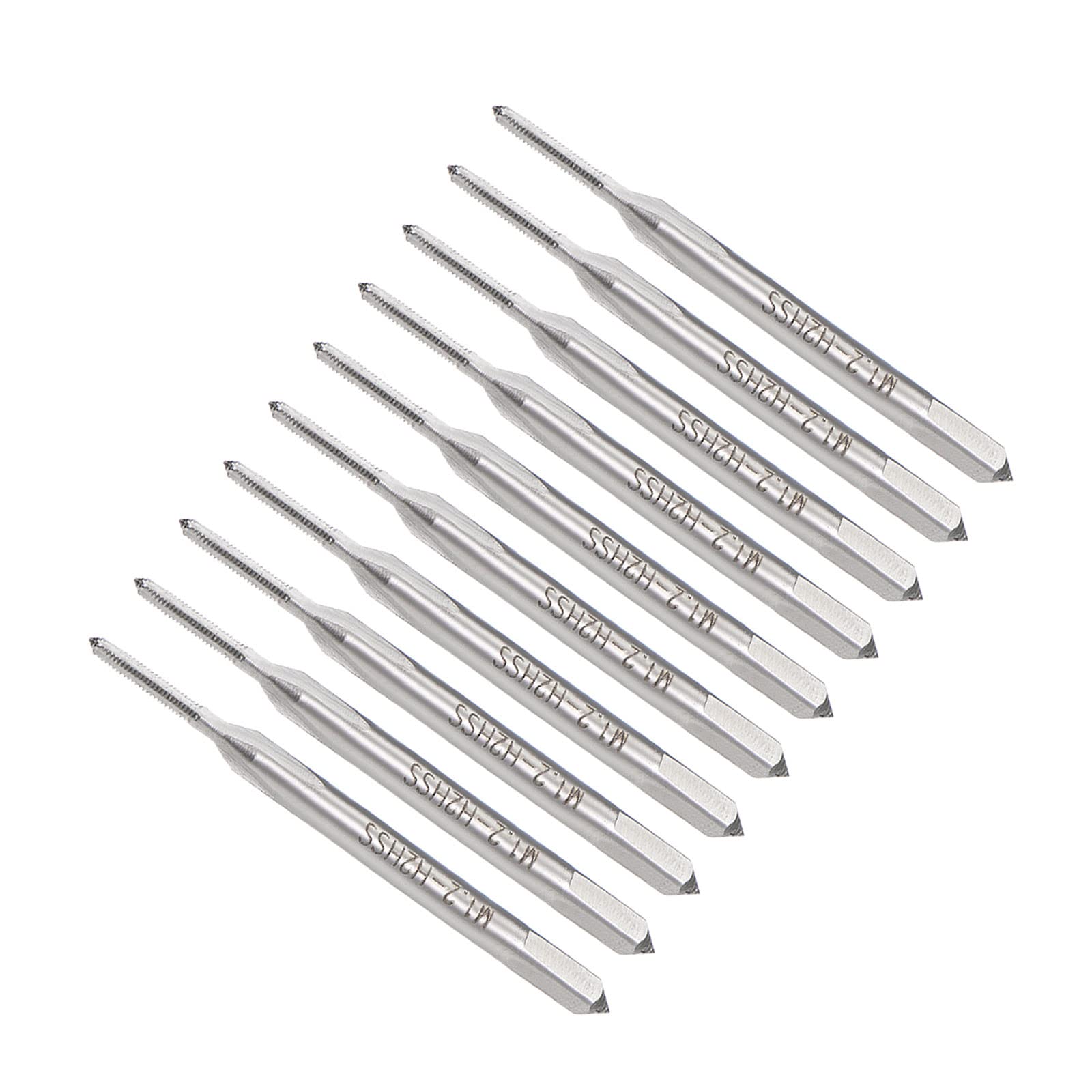 CoCud Thread Milling Taps, Metric M1.2 x 0.25 Thread H2, High Speed Steel Machine 3 Straight Flutes Screw Threading Tool - (Applications: for Tapping Drilling Machine), 10-Pieces