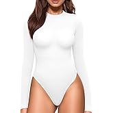 MANGOPOP Crew Neck Bodysuits for Women Long Sleeve Body Suit Going Out T Shirts Tops